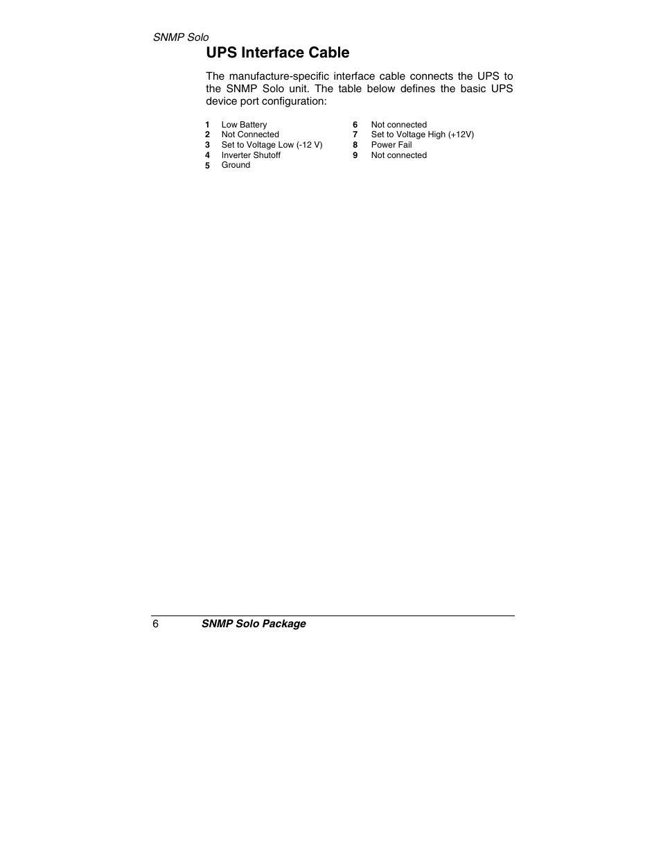 Ups interface cable | Tripp Lite SNMP Solo MT-SE-37/02 User Manual | Page 12 / 44