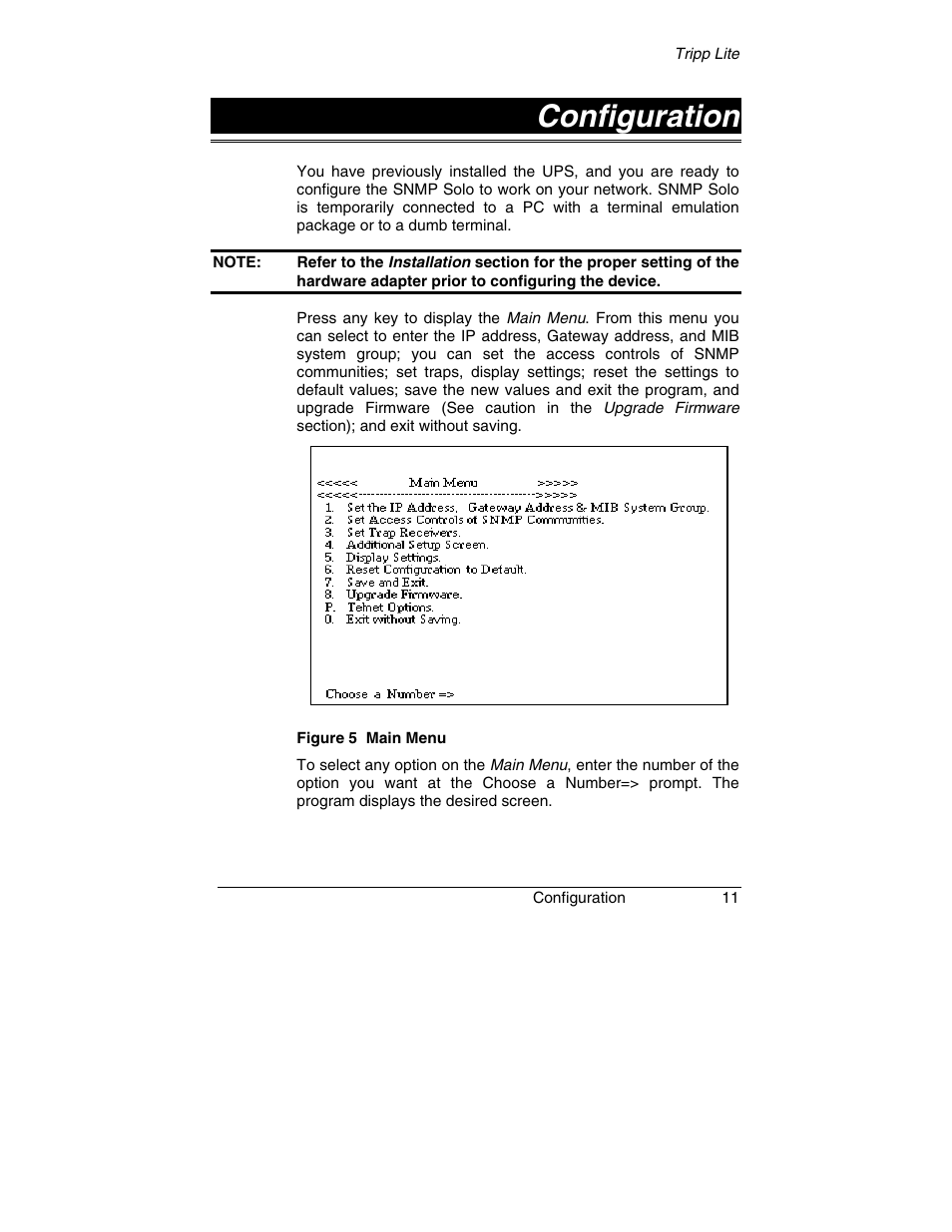 Configuration | Tripp Lite SNMP Solo MT-SE-37/02 User Manual | Page 17 / 44