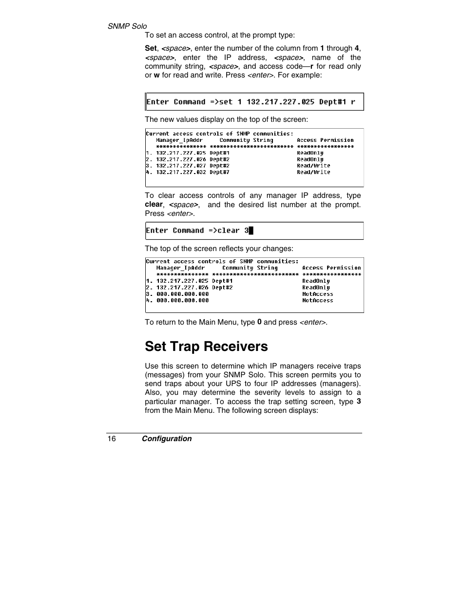 Set trap receivers | Tripp Lite SNMP Solo MT-SE-37/02 User Manual | Page 22 / 44