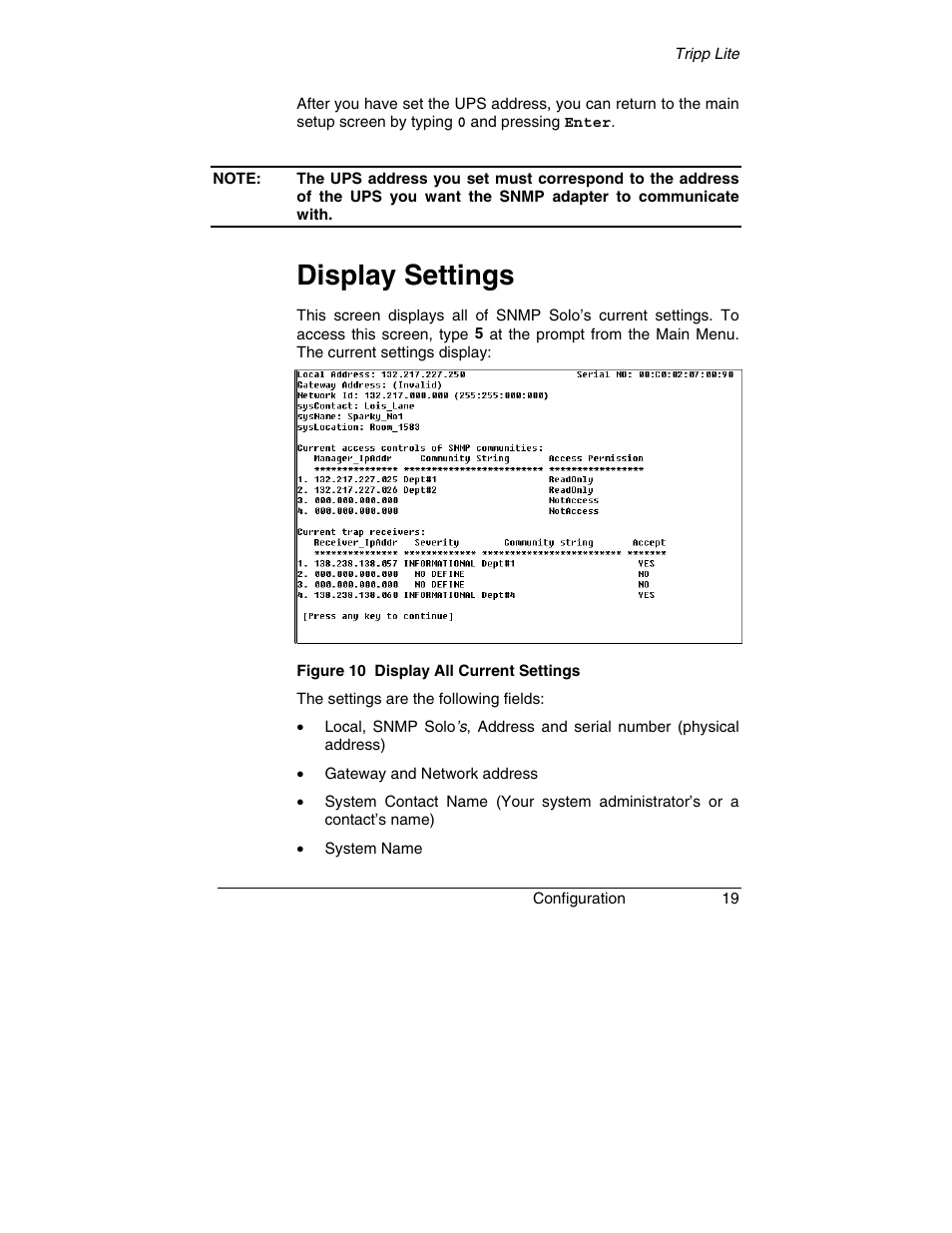 Display settings | Tripp Lite SNMP Solo MT-SE-37/02 User Manual | Page 25 / 44