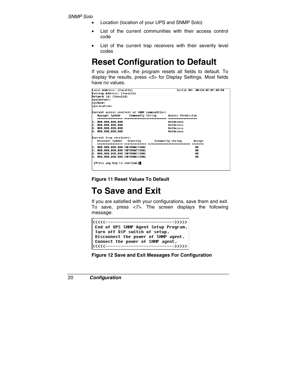 Reset configuration to default | Tripp Lite SNMP Solo MT-SE-37/02 User Manual | Page 26 / 44