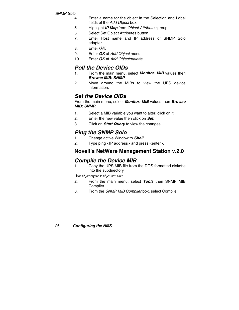 Poll the device oids, Set the device oids, Ping the snmp solo | Tripp Lite SNMP Solo MT-SE-37/02 User Manual | Page 32 / 44