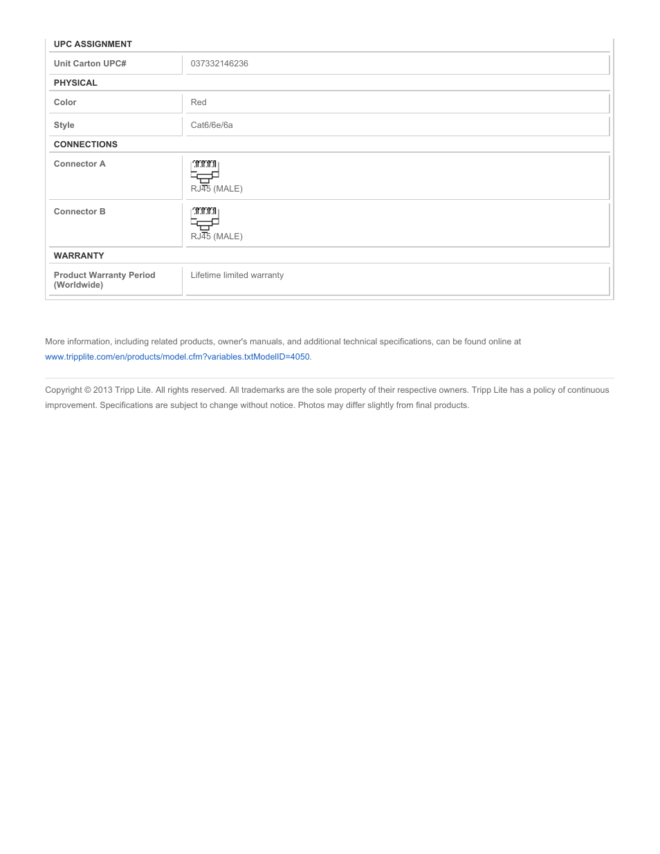 Tripp Lite N201-050-RD User Manual | Page 2 / 2