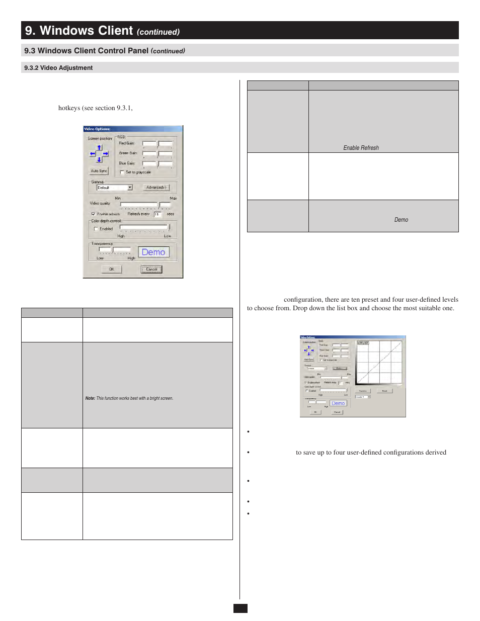 2 video adjustment, Windows client | Tripp Lite 932845 User Manual | Page 27 / 45