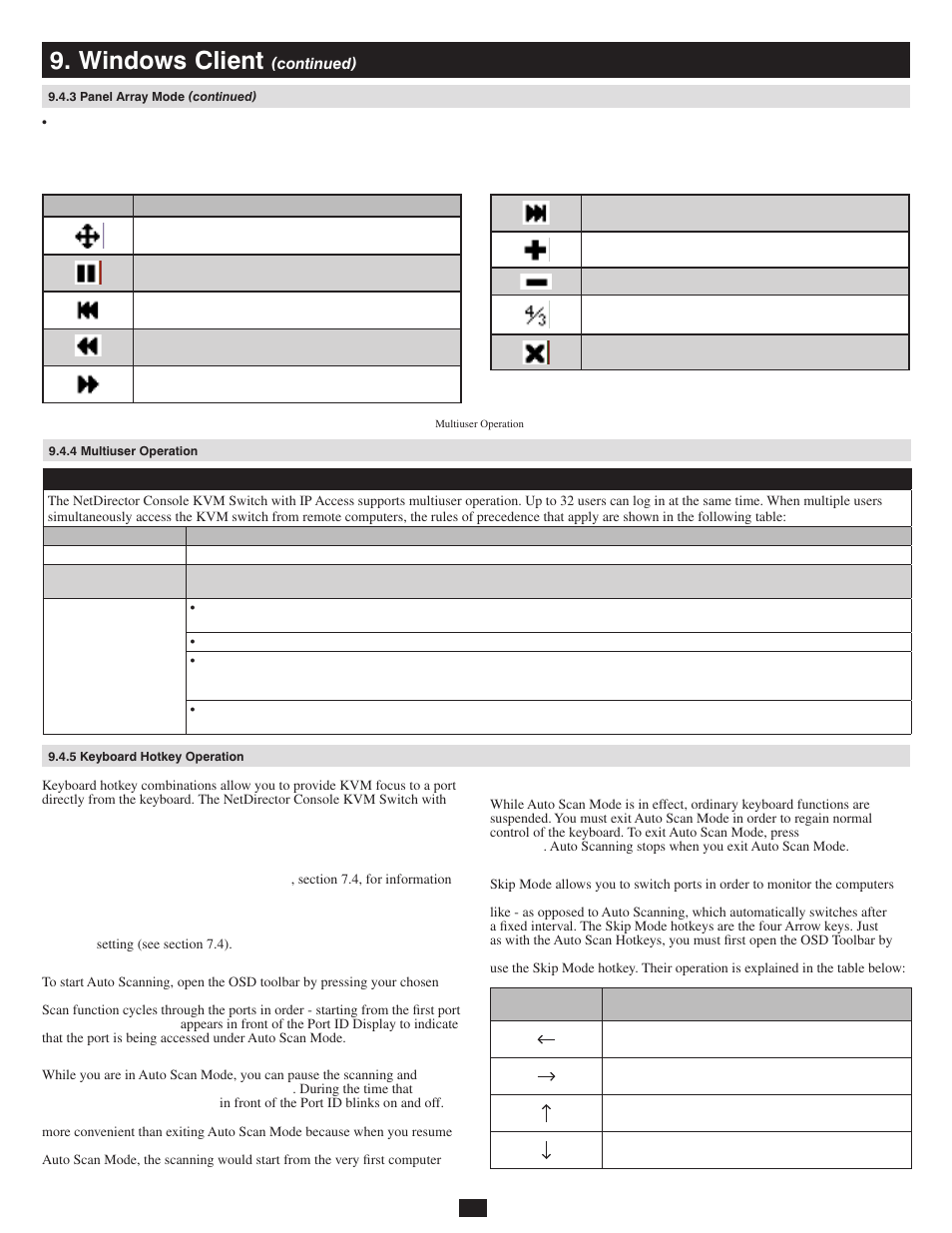 4 multiuser operation, 5 keyboard hotkey operation, Windows client | Tripp Lite 932845 User Manual | Page 30 / 45