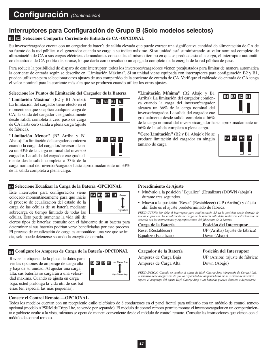 Configuración | Tripp Lite APSX User Manual | Page 17 / 45