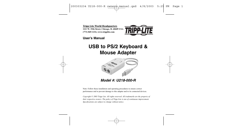 Tripp Lite U218-000-R User Manual | 14 pages