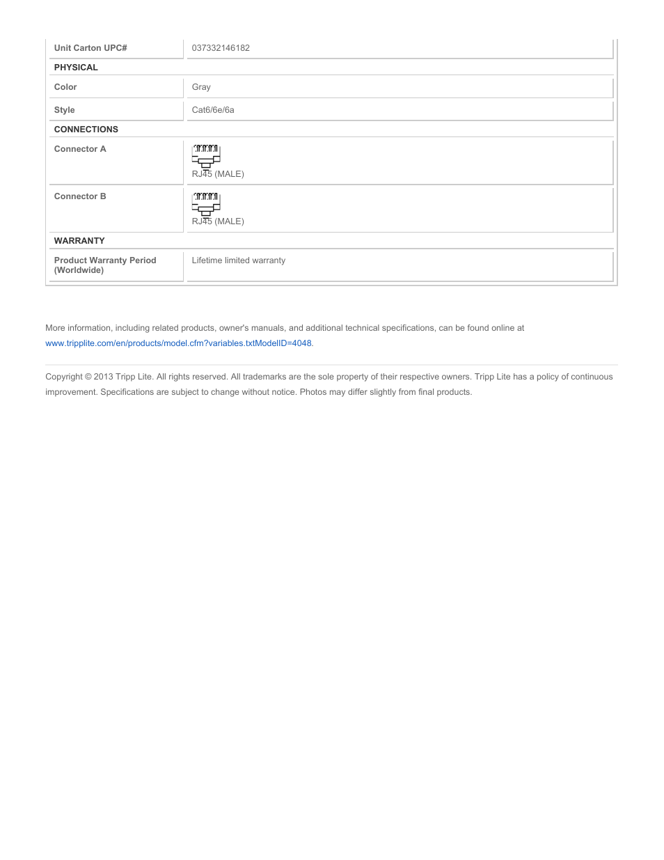 Tripp Lite N201-020-GY User Manual | Page 2 / 2