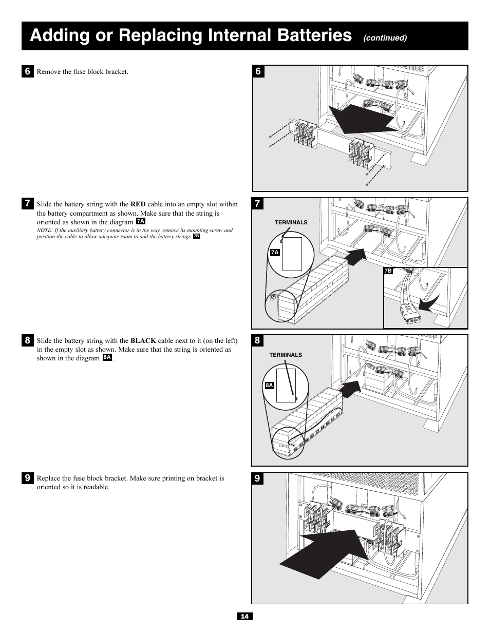 Adding or replacing internal batteries | Tripp Lite 3-Phase 20kVA User Manual | Page 14 / 56