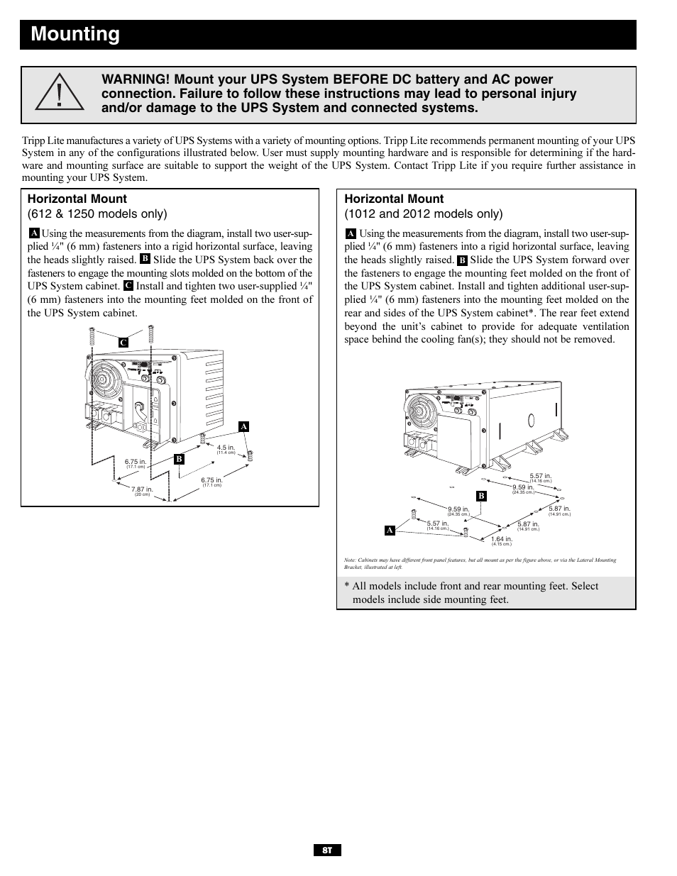 Mounting | Tripp Lite TMU Series User Manual | Page 8 / 12