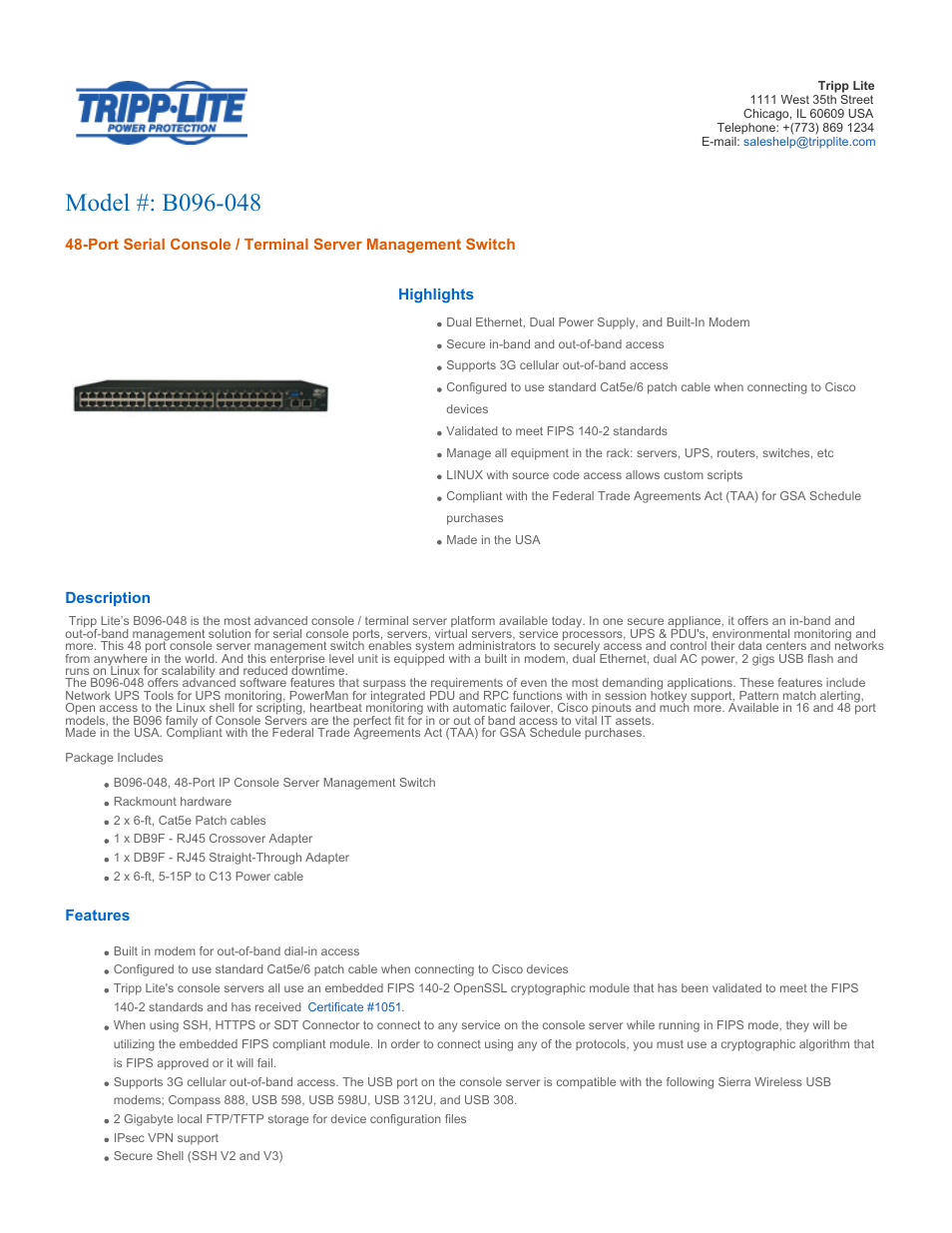 Tripp Lite B096-048 User Manual | 3 pages