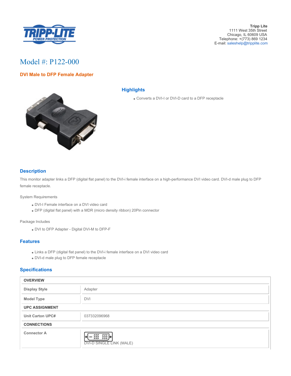 Tripp Lite p122-000 User Manual | 2 pages