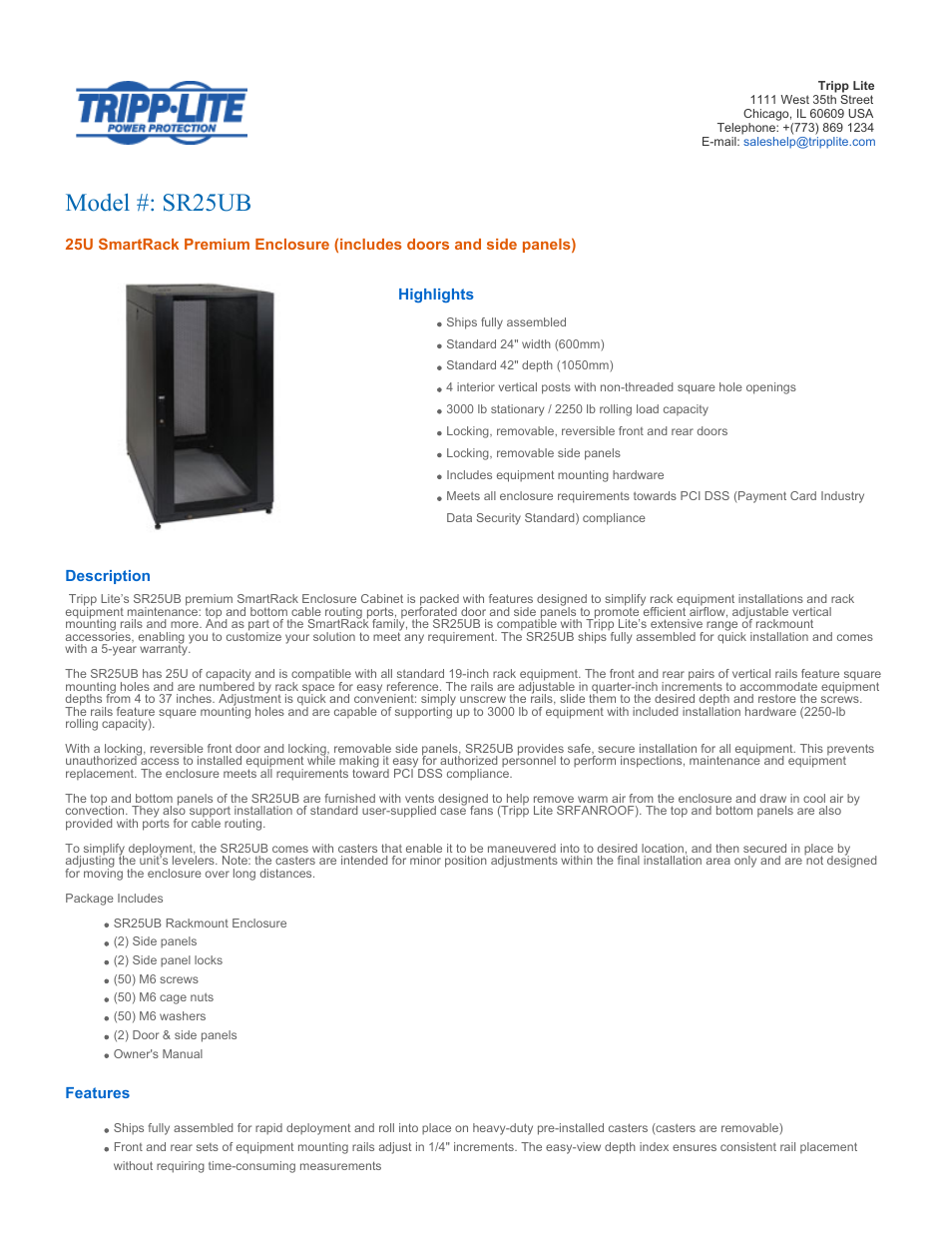 Tripp Lite SR25UB User Manual | 4 pages