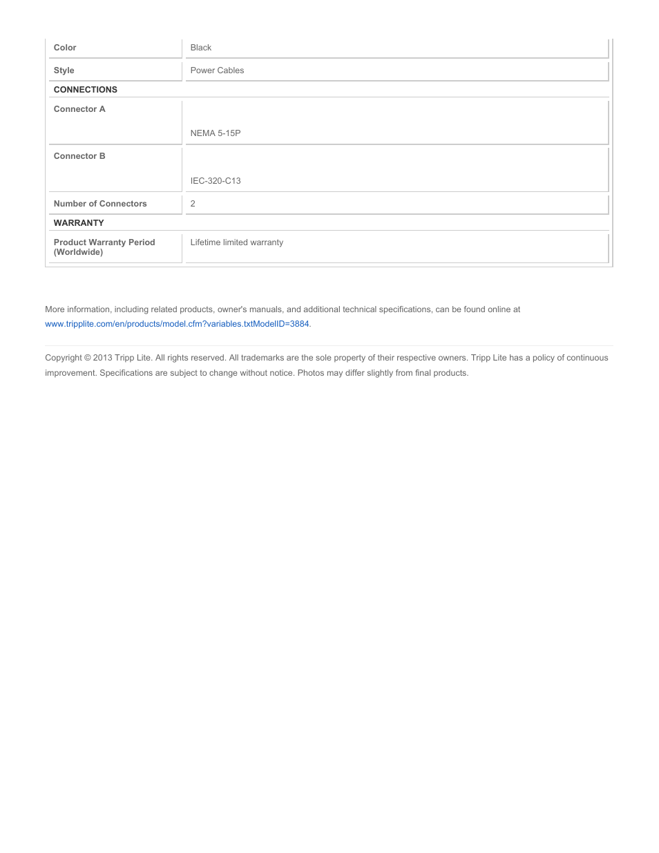 Tripp Lite P030-002-5 User Manual | Page 2 / 2