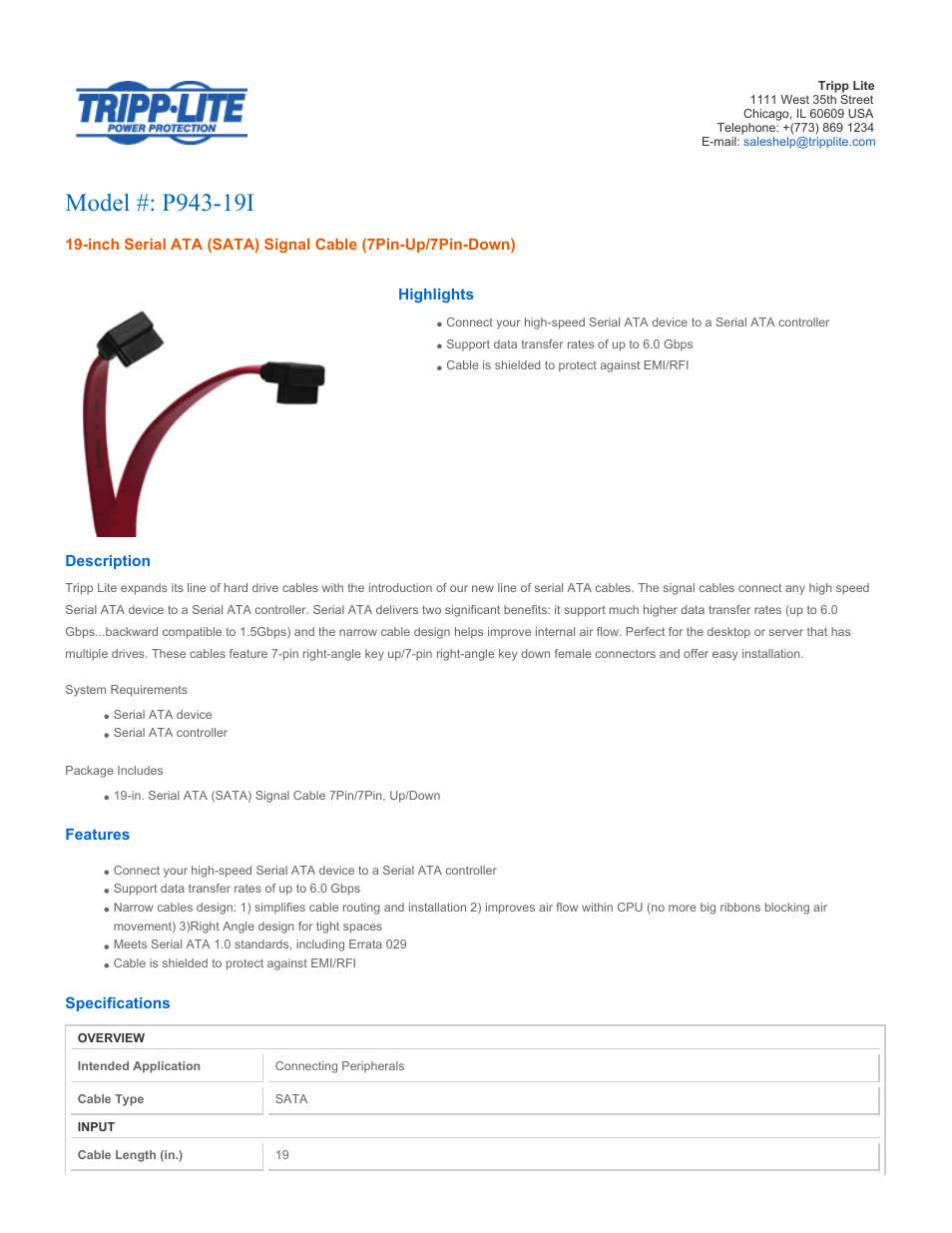 Tripp Lite P943-19I User Manual | 2 pages