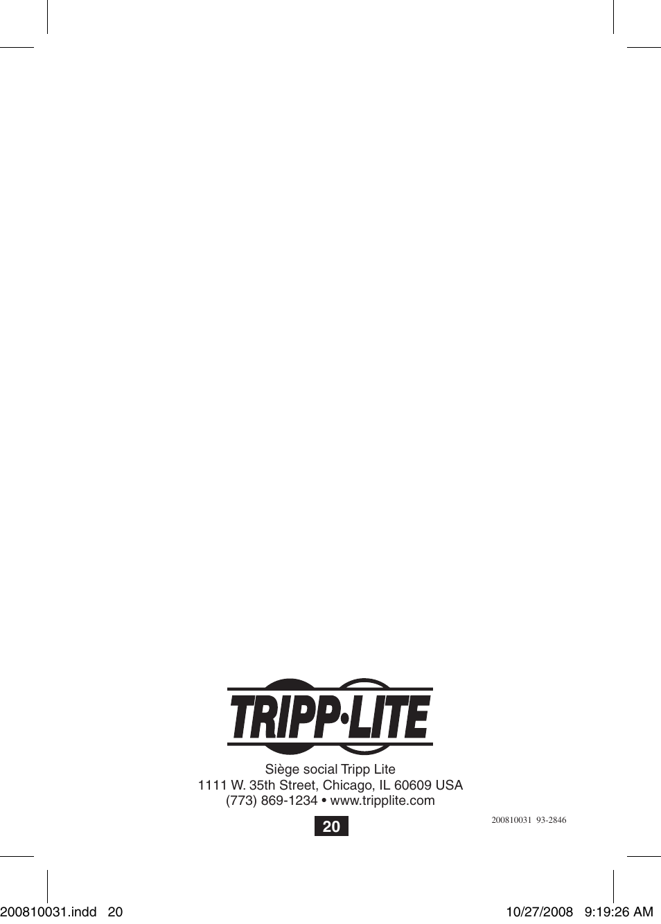 Tripp Lite VGA Over Cat5 Extender with Audio B130-101A User Manual | Page 20 / 20