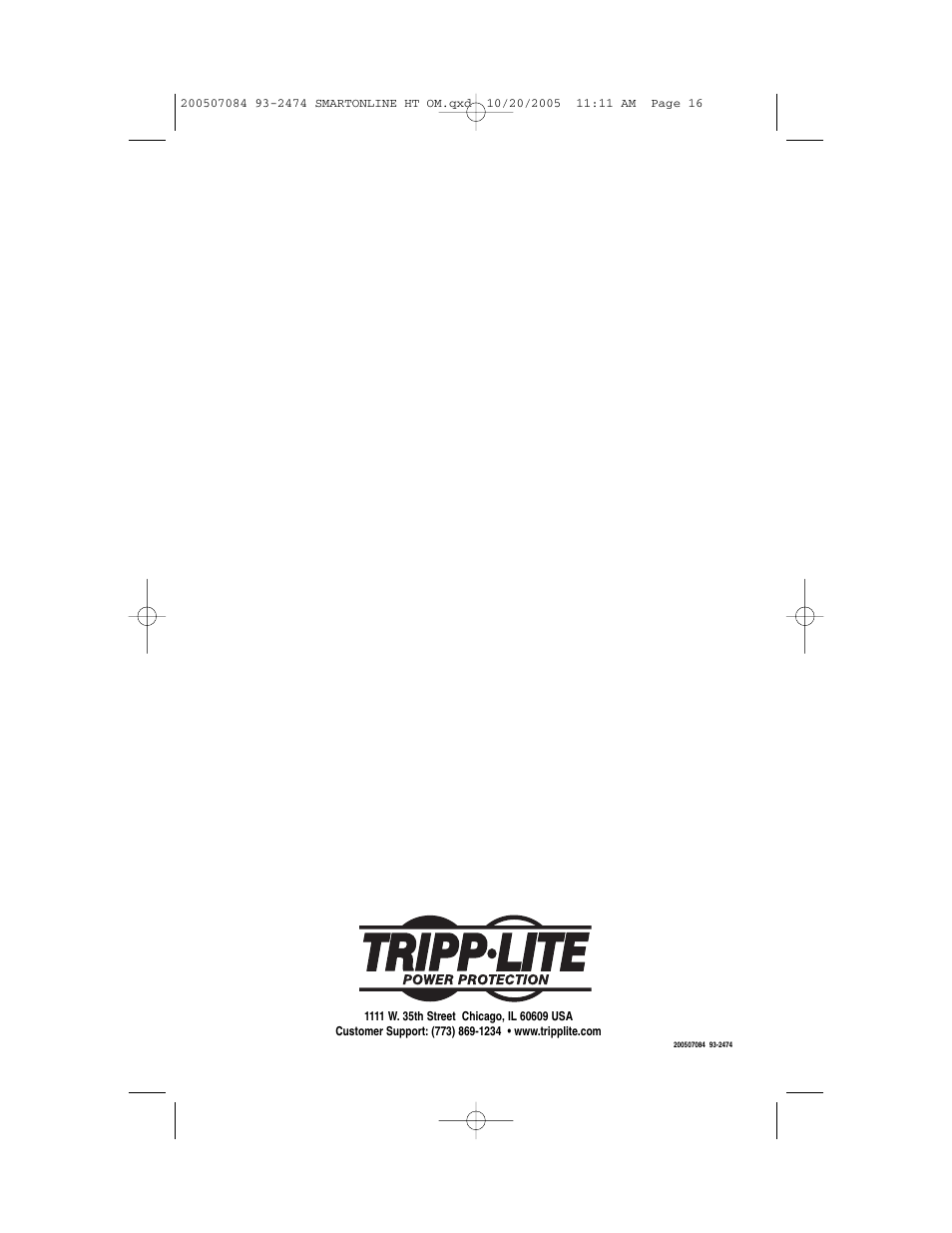 Tripp Lite Audio/Video On-Line UPS System User Manual | Page 16 / 16