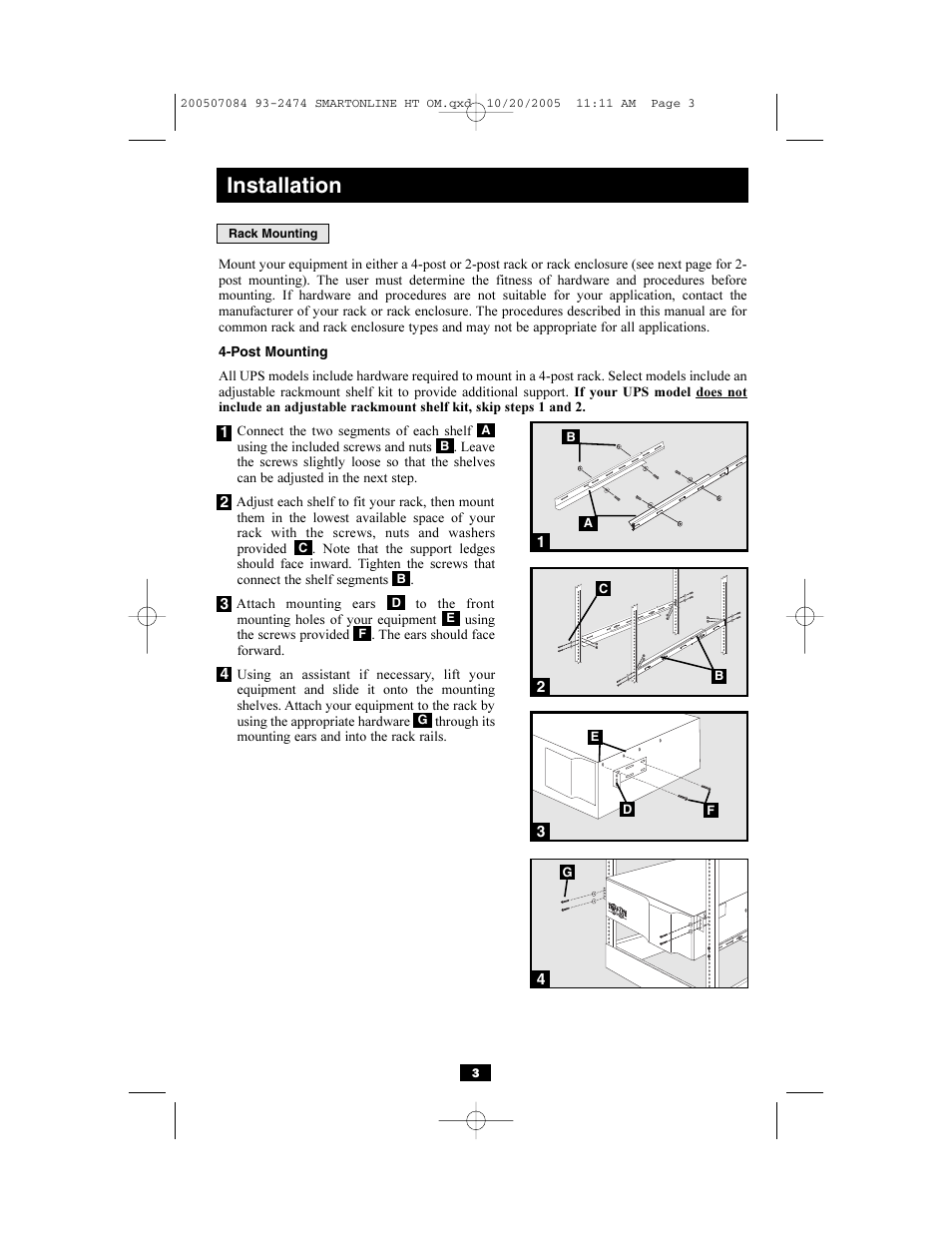 Installation | Tripp Lite Audio/Video On-Line UPS System User Manual | Page 3 / 16