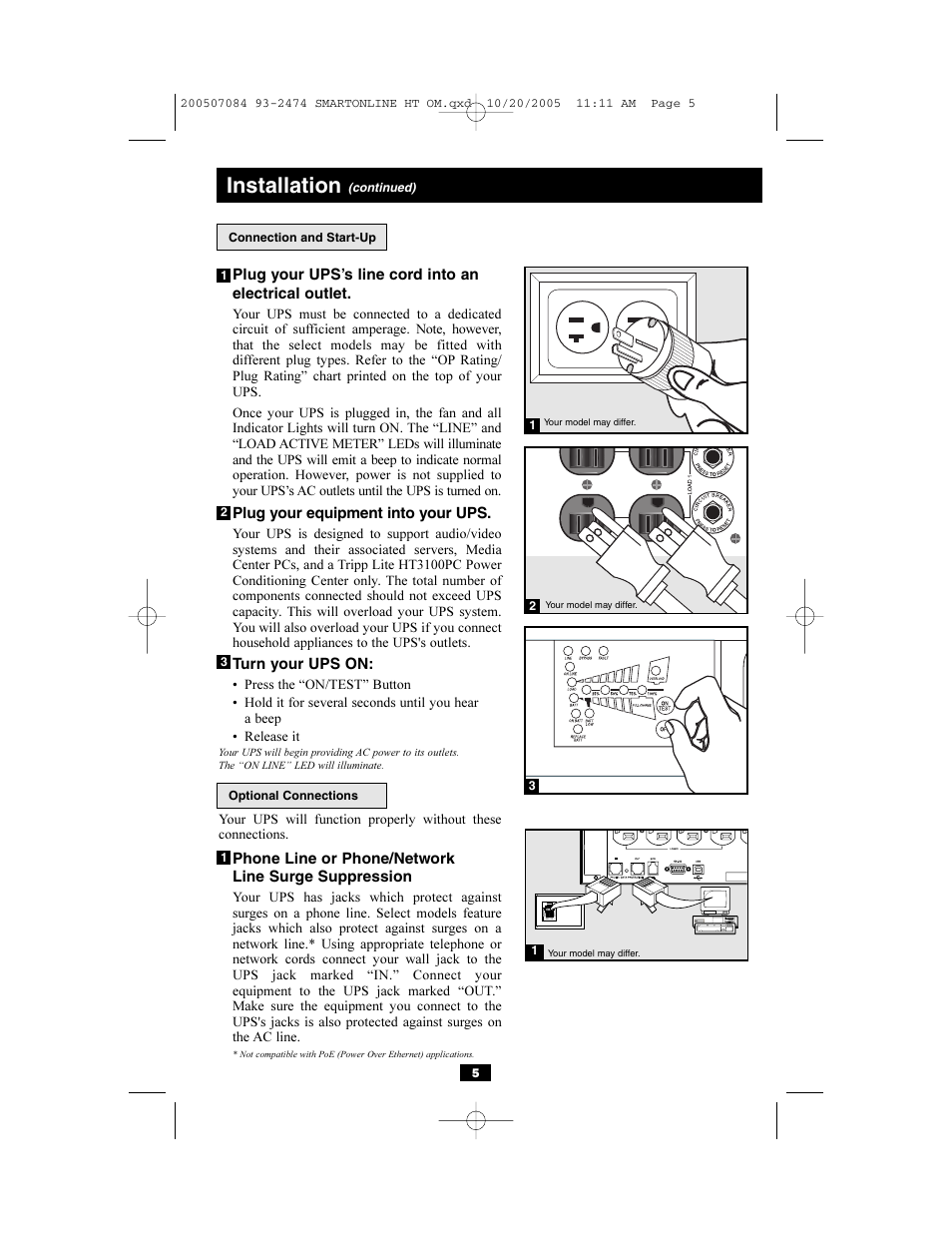 Important safety instructions, Installation | Tripp Lite Audio/Video On-Line UPS System User Manual | Page 5 / 16