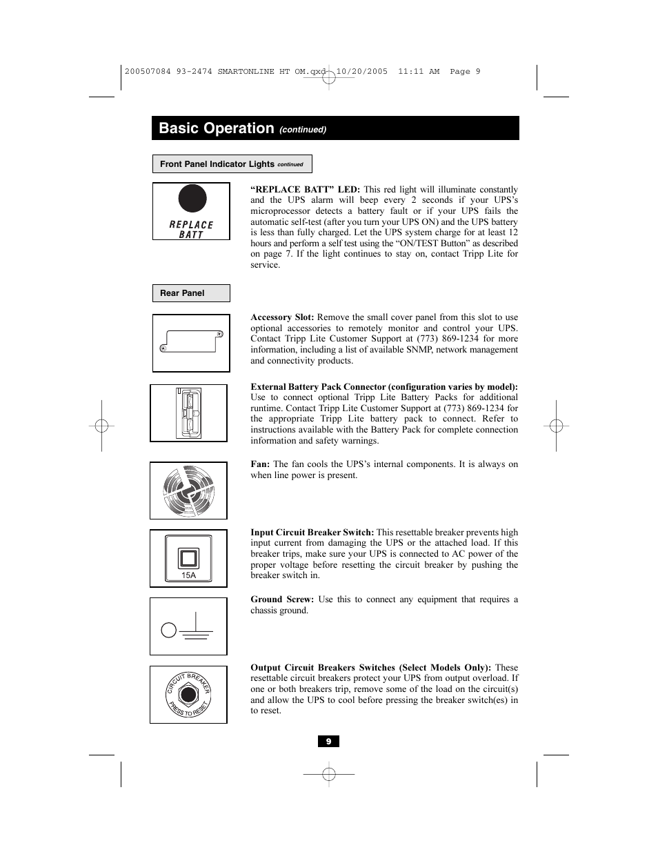 Basic operation | Tripp Lite Audio/Video On-Line UPS System User Manual | Page 9 / 16