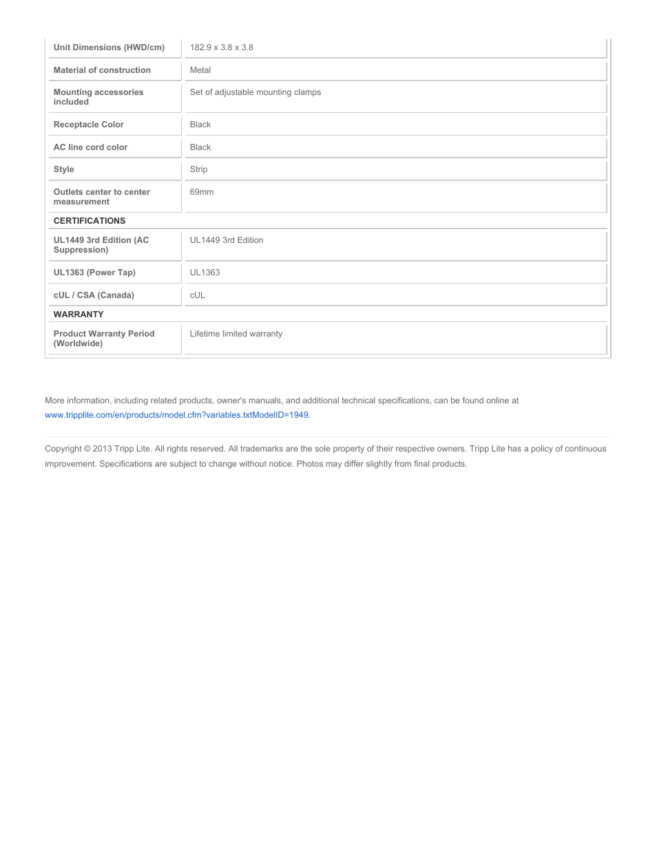 Tripp Lite SS7619-15 User Manual | Page 3 / 3