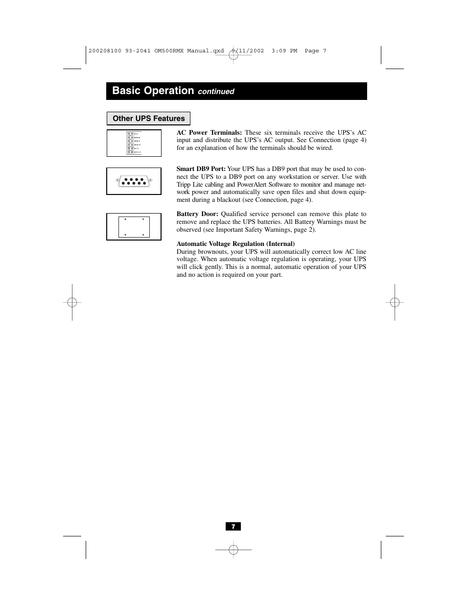 Basic operation | Tripp Lite OmniSmart RMX 500 VA User Manual | Page 7 / 8