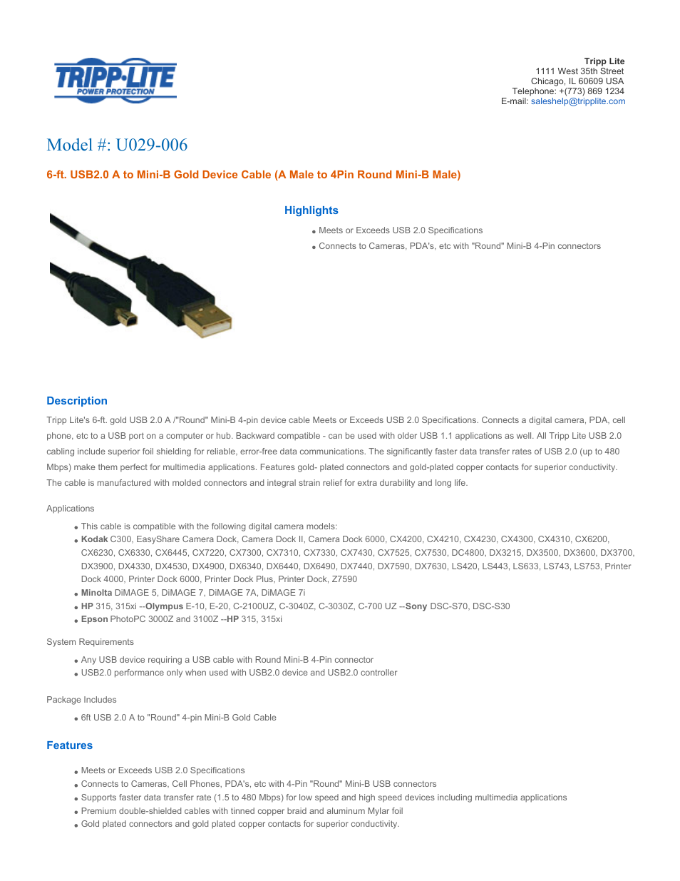 Tripp Lite U029-006 User Manual | 3 pages