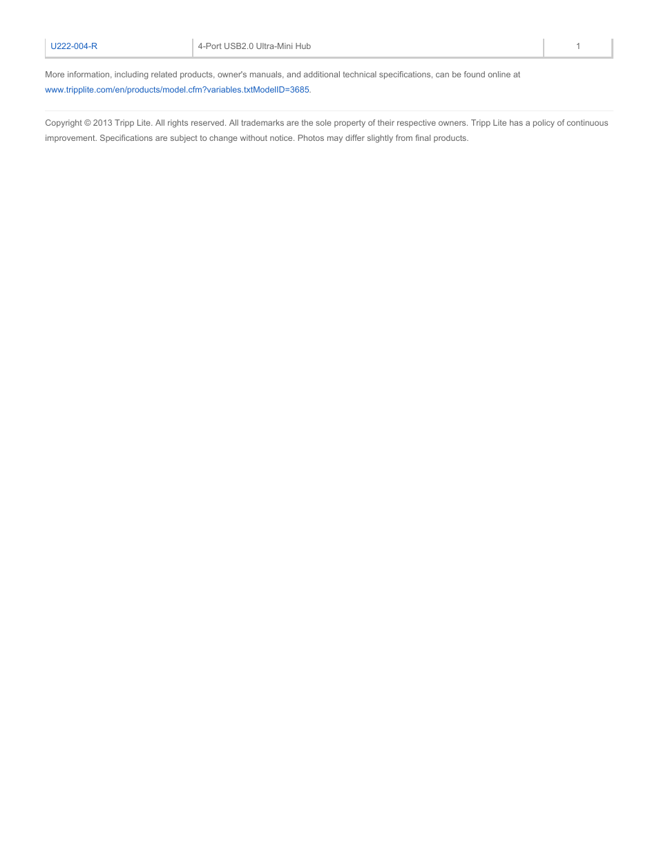 Tripp Lite U029-006 User Manual | Page 3 / 3