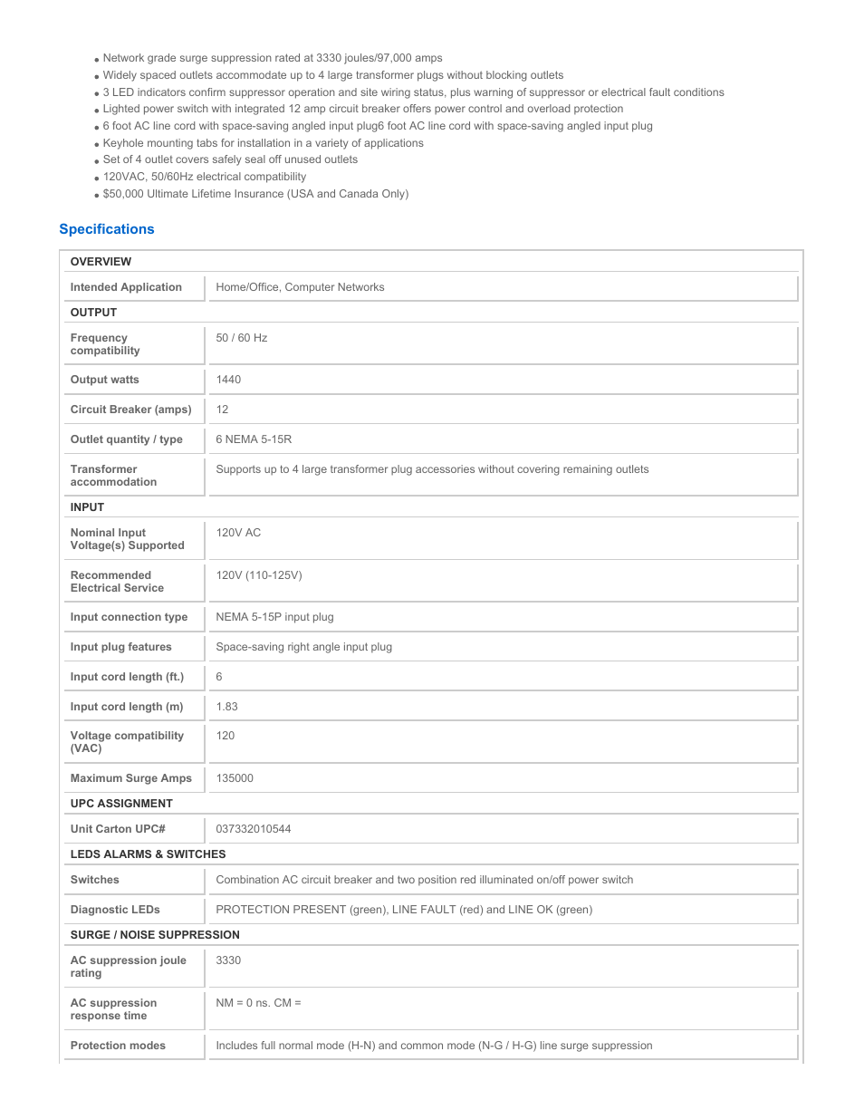 Tripp Lite ISOBAR6ULTRA User Manual | Page 2 / 4