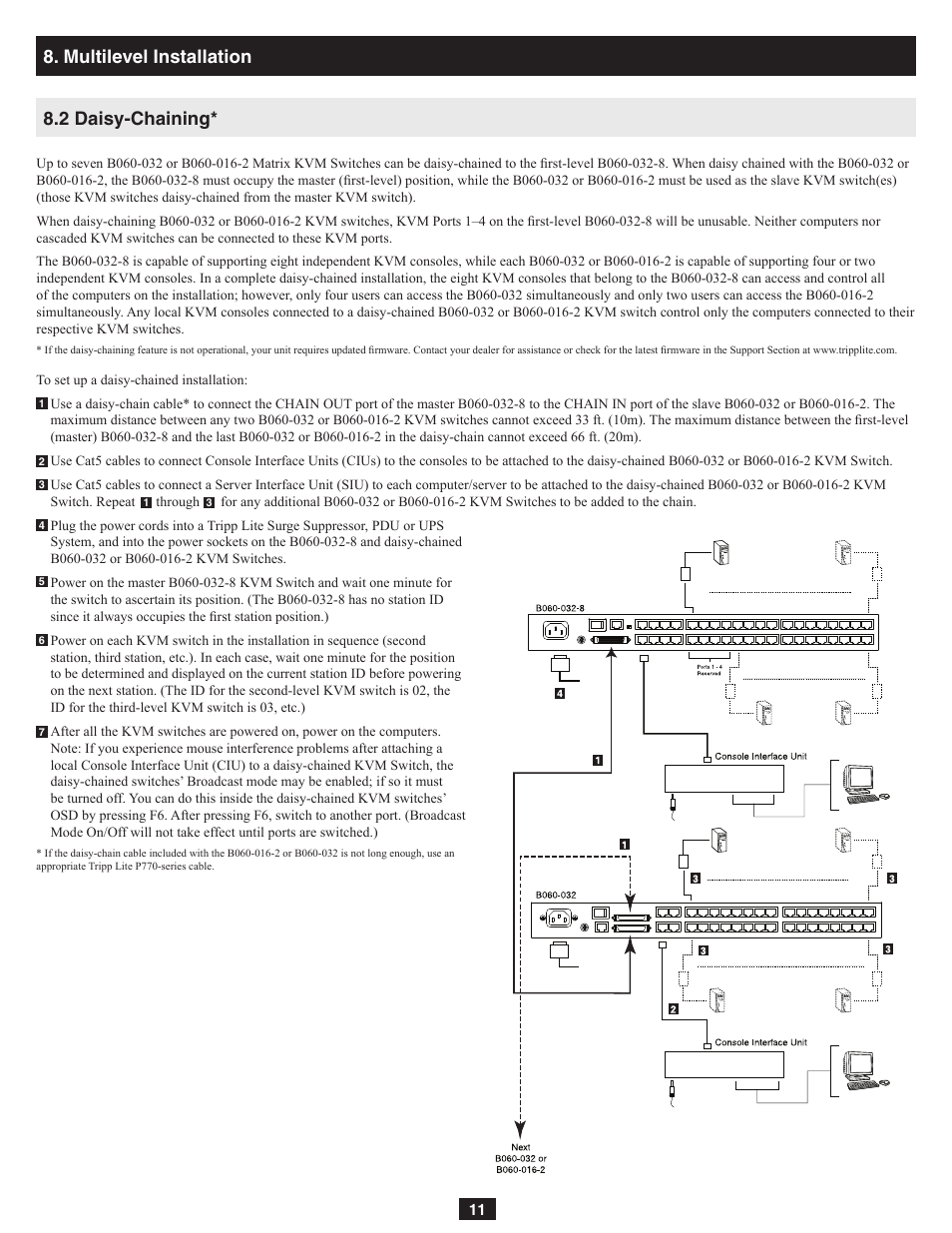Multilevel installation 8.2 daisy-chaining | Tripp Lite NetDirector B060-032-8 User Manual | Page 11 / 49