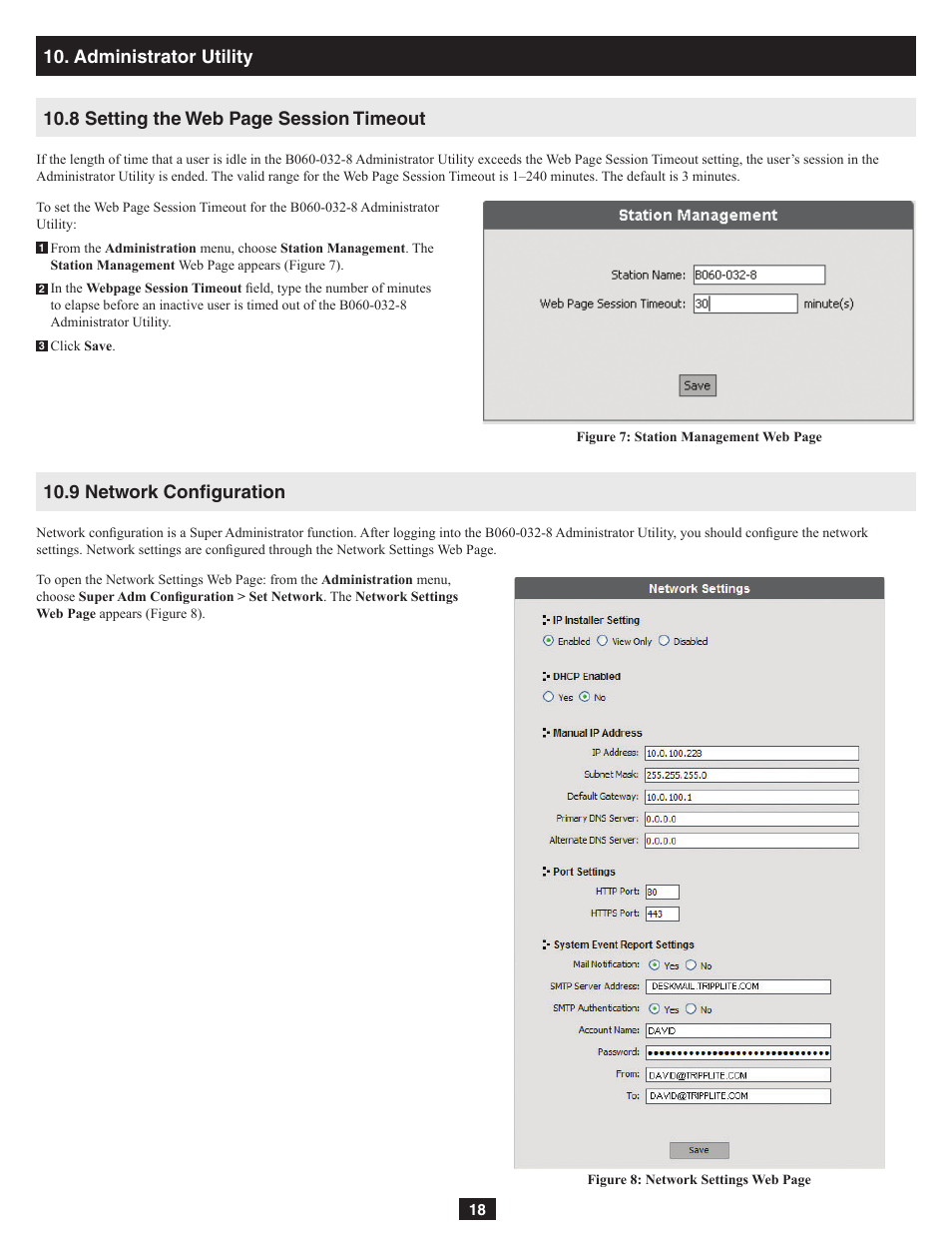 9 network confi guration | Tripp Lite NetDirector B060-032-8 User Manual | Page 18 / 49