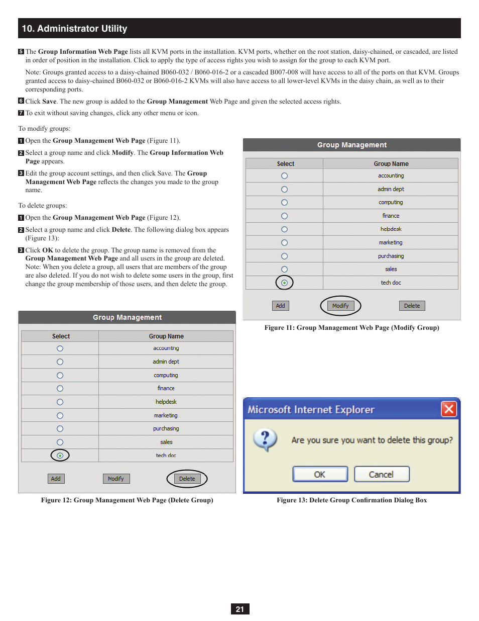 Administrator utility | Tripp Lite NetDirector B060-032-8 User Manual | Page 21 / 49