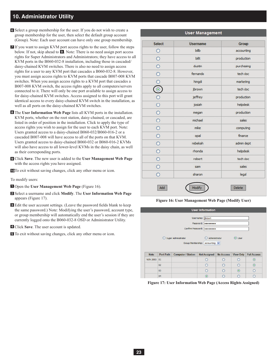 Administrator utility | Tripp Lite NetDirector B060-032-8 User Manual | Page 23 / 49