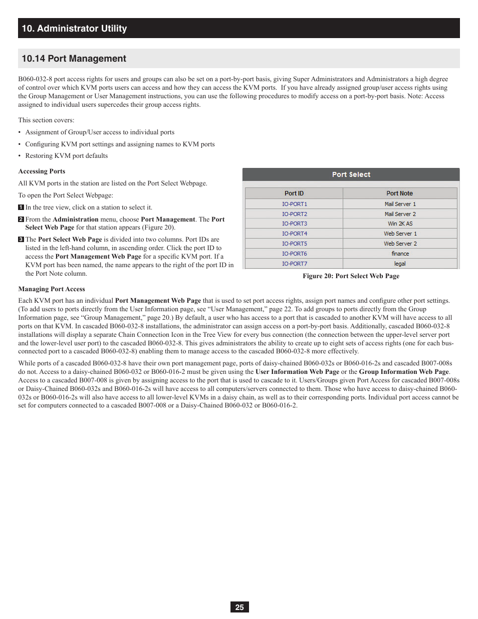 Administrator utility 10.14 port management | Tripp Lite NetDirector B060-032-8 User Manual | Page 25 / 49