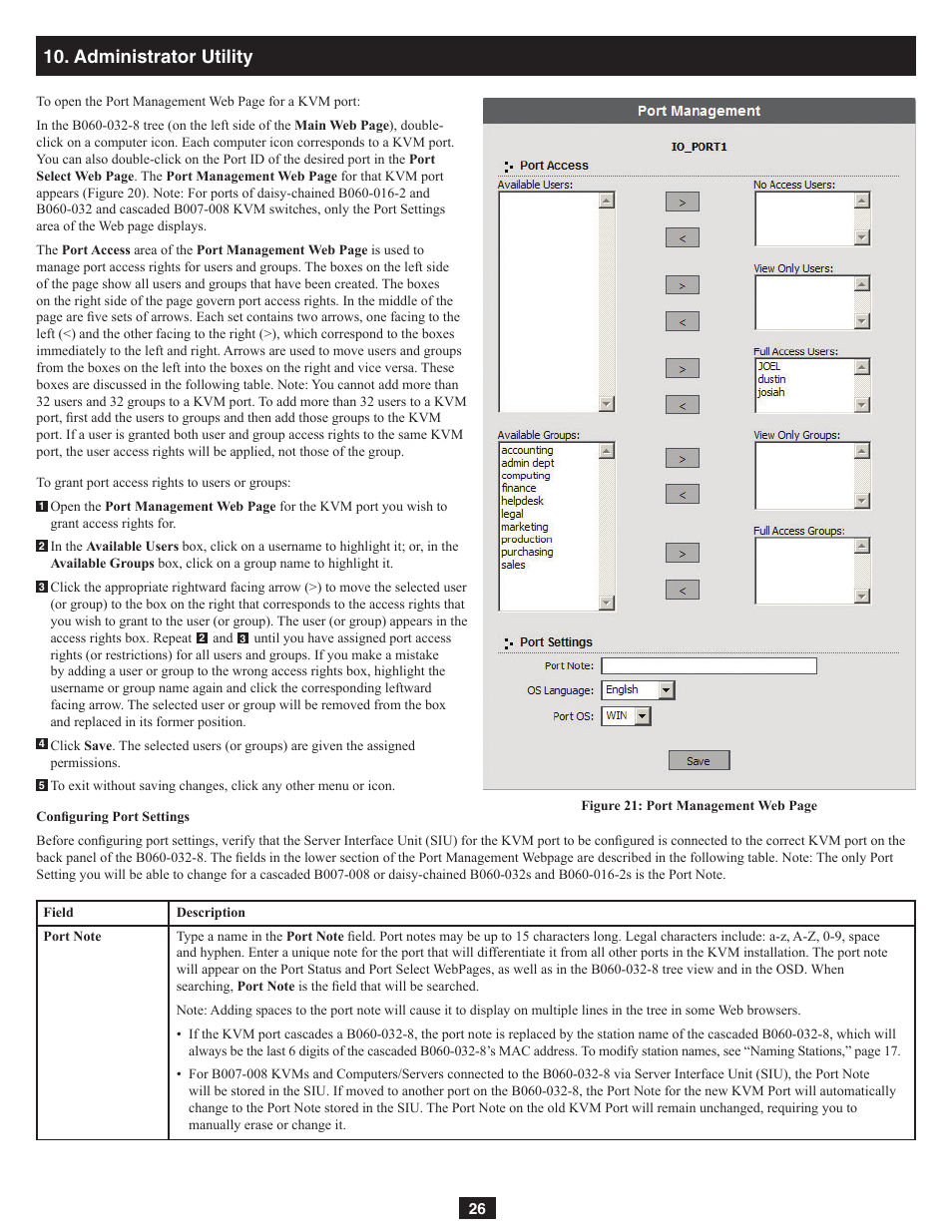 Administrator utility | Tripp Lite NetDirector B060-032-8 User Manual | Page 26 / 49