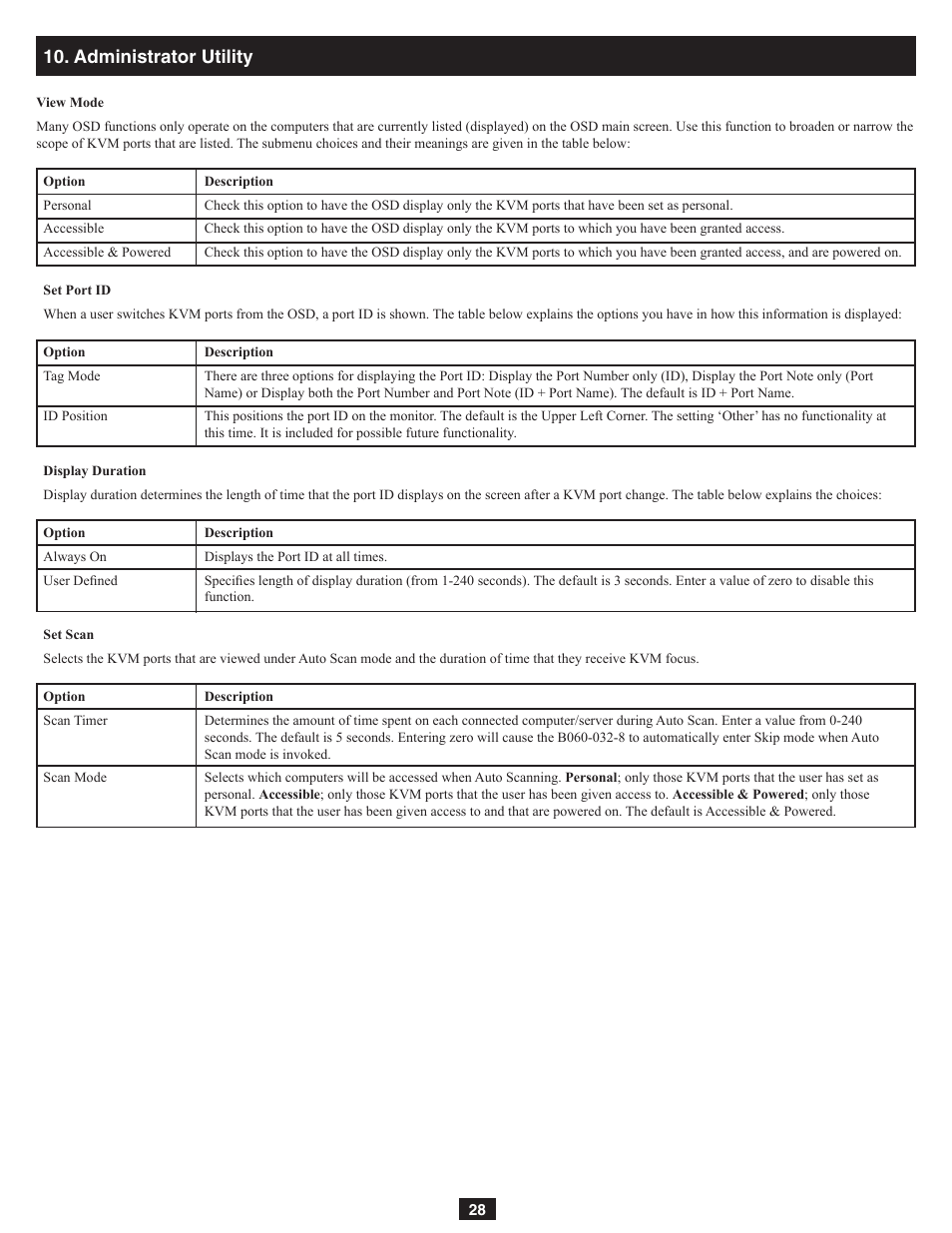 Administrator utility | Tripp Lite NetDirector B060-032-8 User Manual | Page 28 / 49