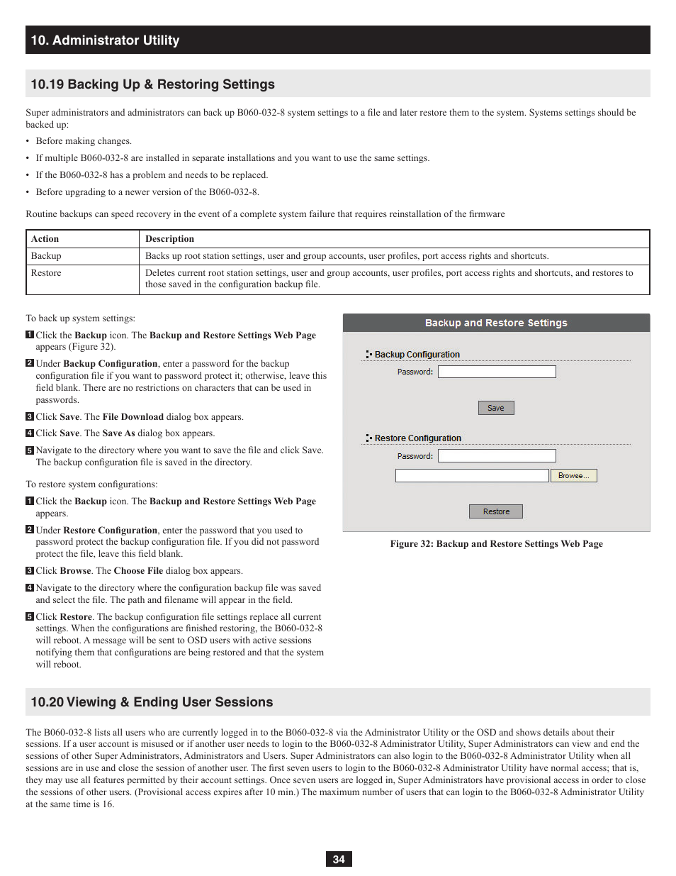 20 viewing & ending user sessions | Tripp Lite NetDirector B060-032-8 User Manual | Page 34 / 49