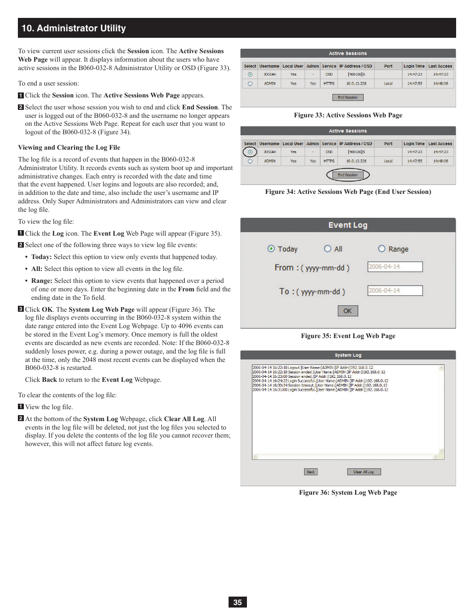 Administrator utility | Tripp Lite NetDirector B060-032-8 User Manual | Page 35 / 49