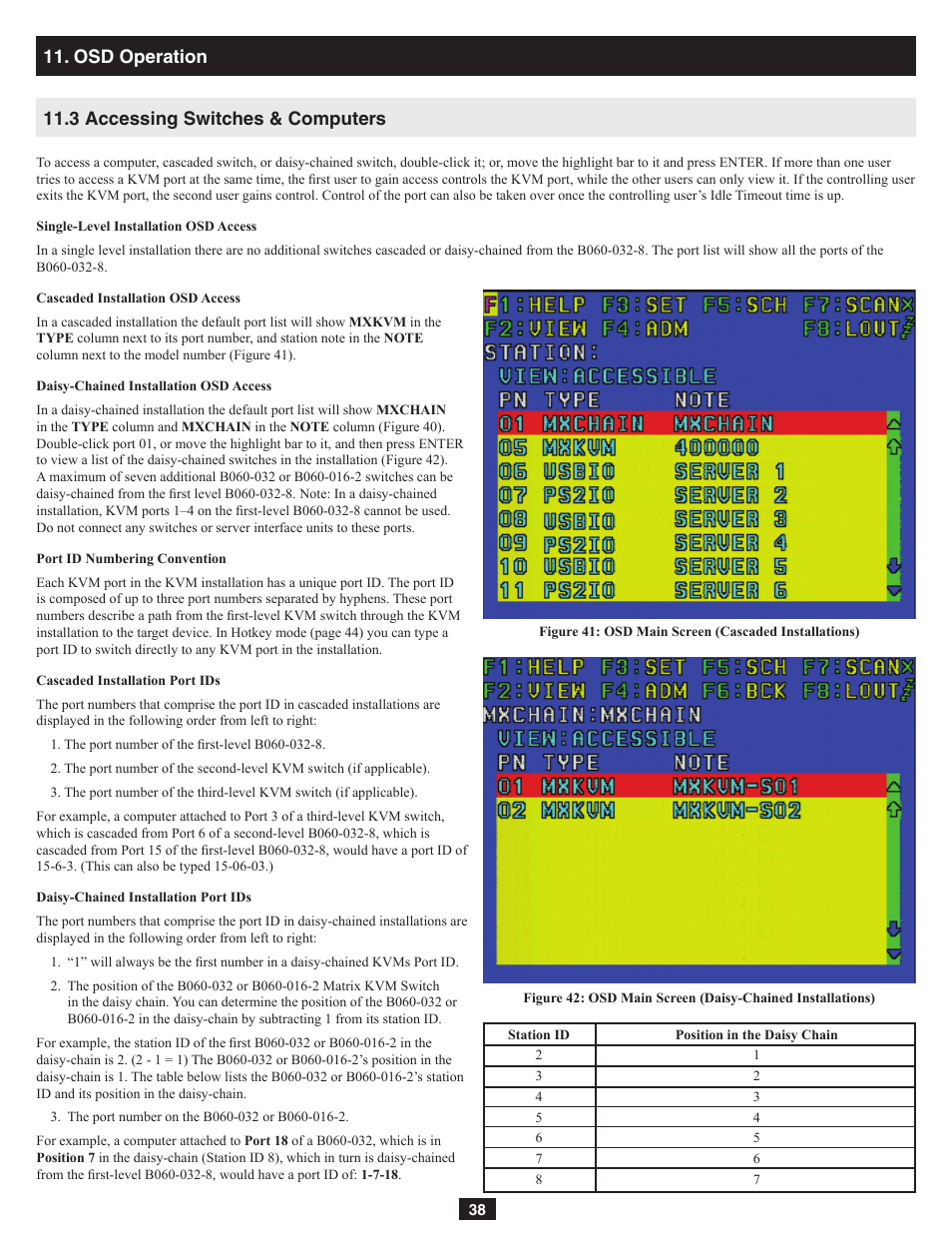 Osd operation 11.3 accessing switches & computers | Tripp Lite NetDirector B060-032-8 User Manual | Page 38 / 49