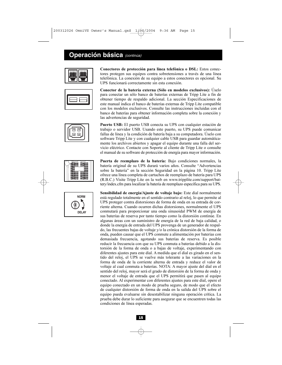 Operación básica | Tripp Lite OMNIVSINT1500XL User Manual | Page 15 / 32