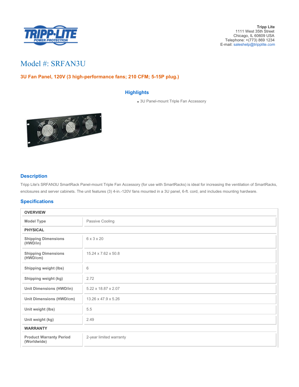Tripp Lite 3U User Manual | 2 pages
