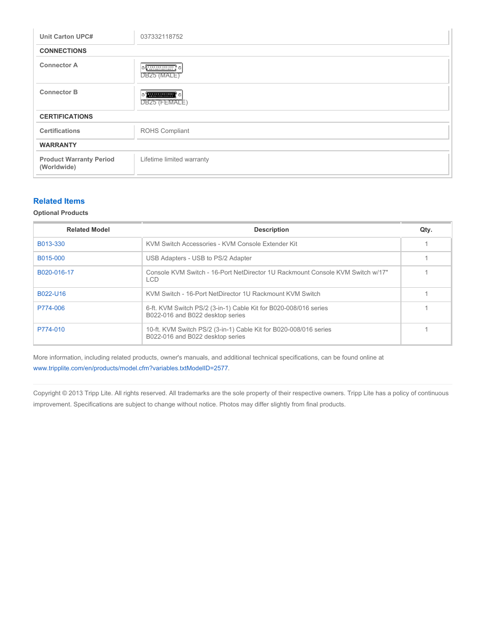 Tripp Lite P772-002 User Manual | Page 2 / 2