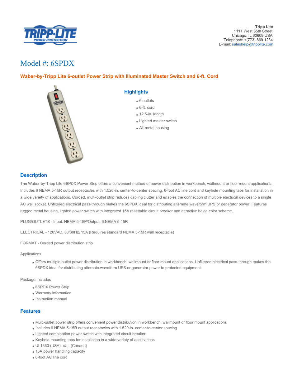 Tripp Lite 6SPDX User Manual | 3 pages