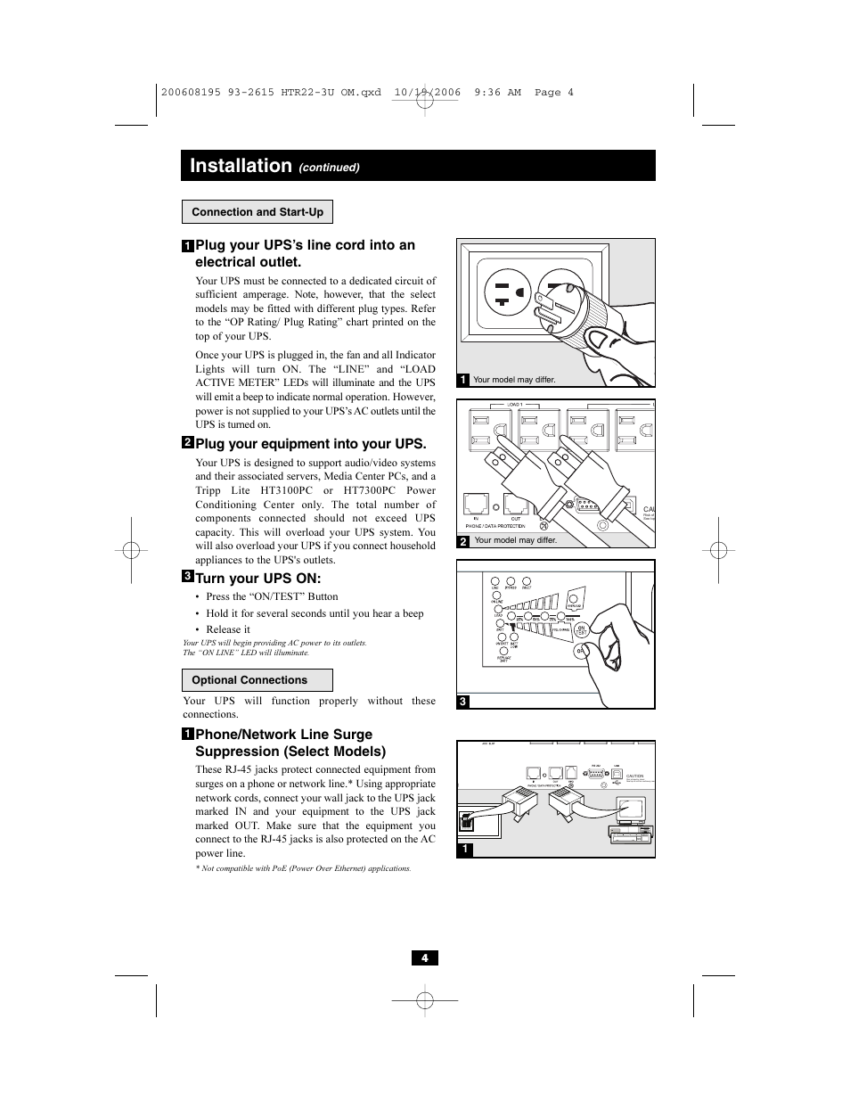 Important safety instructions, Installation | Tripp Lite Audio/Video Pure Sine Wave UPS System User Manual | Page 4 / 13