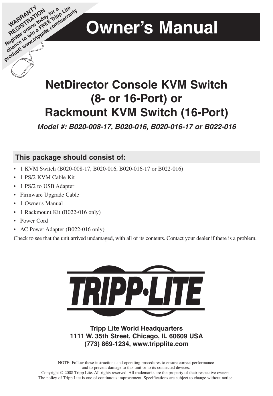 Tripp Lite B020-016-17 User Manual | 112 pages