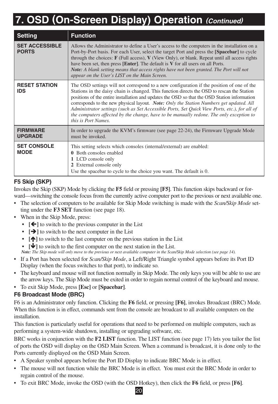 Osd (on-screen display) operation | Tripp Lite B020-016-17 User Manual | Page 20 / 112