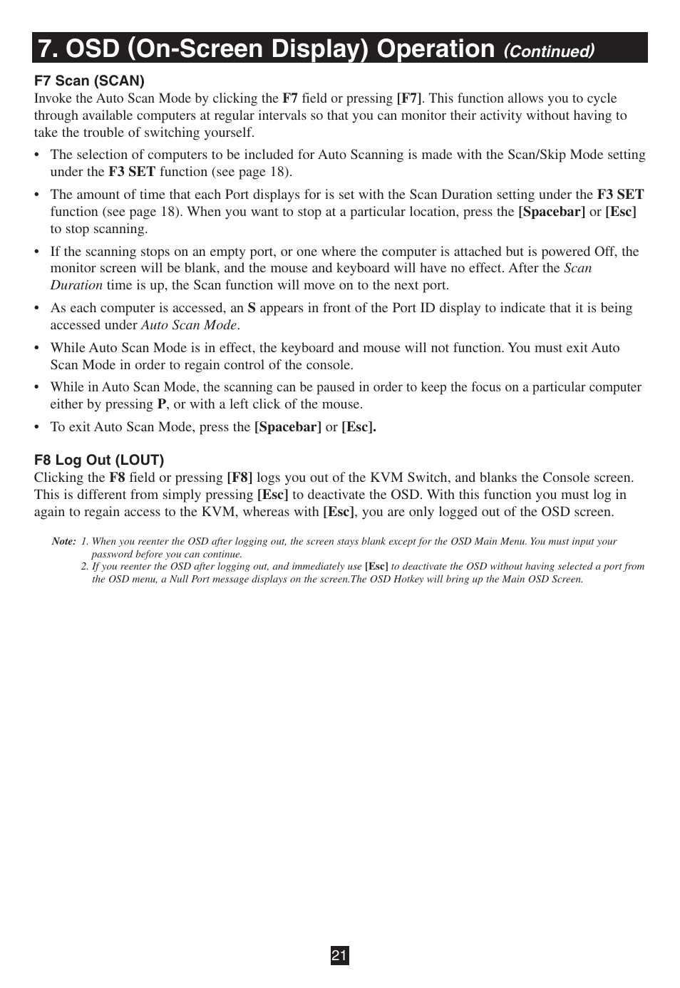 Osd (on-screen display) operation | Tripp Lite B020-016-17 User Manual | Page 21 / 112