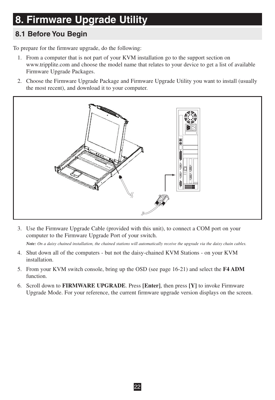 Firmware upgrade utility, 1 before you begin | Tripp Lite B020-016-17 User Manual | Page 22 / 112