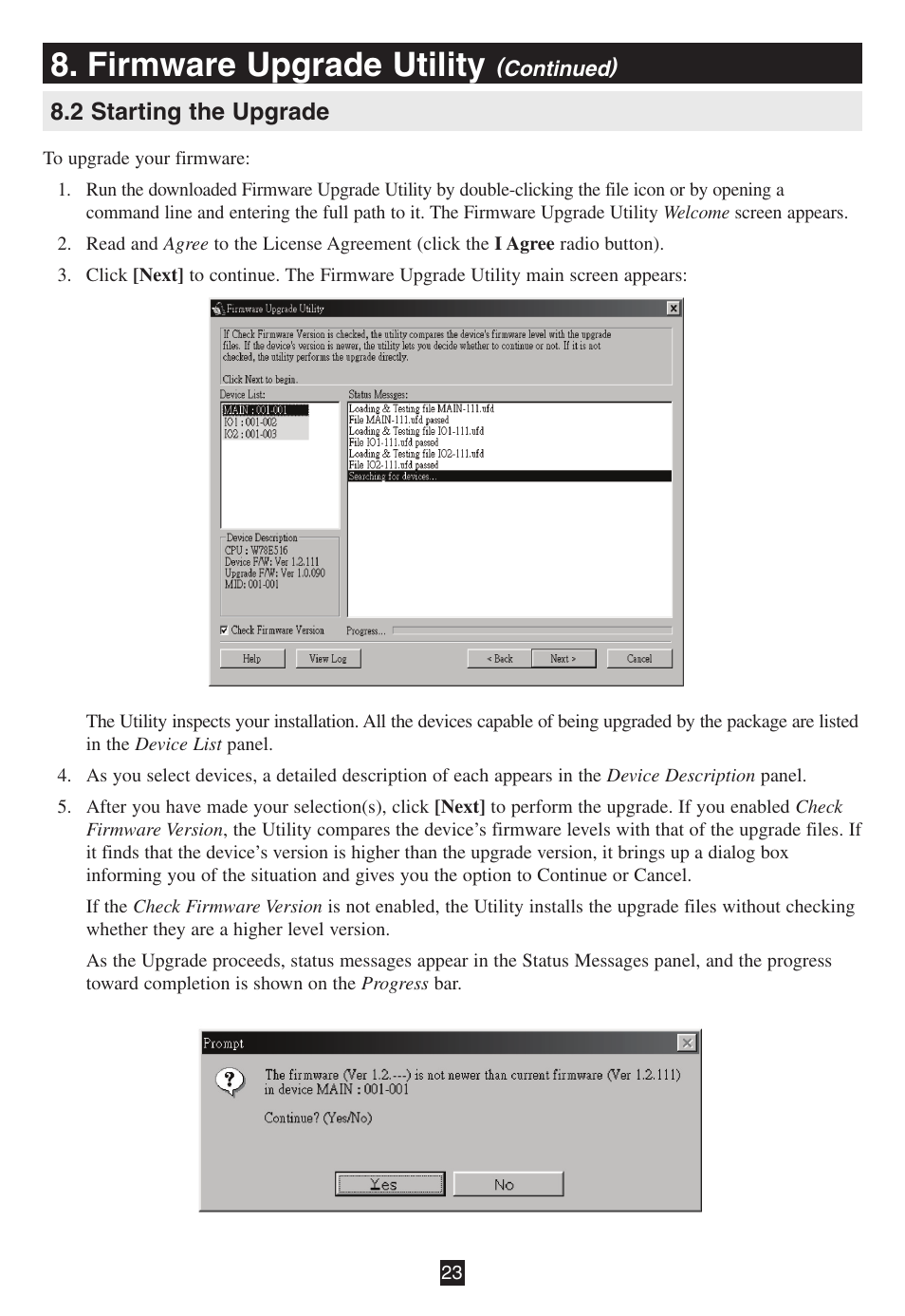 2 starting the upgrade, Firmware upgrade utility | Tripp Lite B020-016-17 User Manual | Page 23 / 112