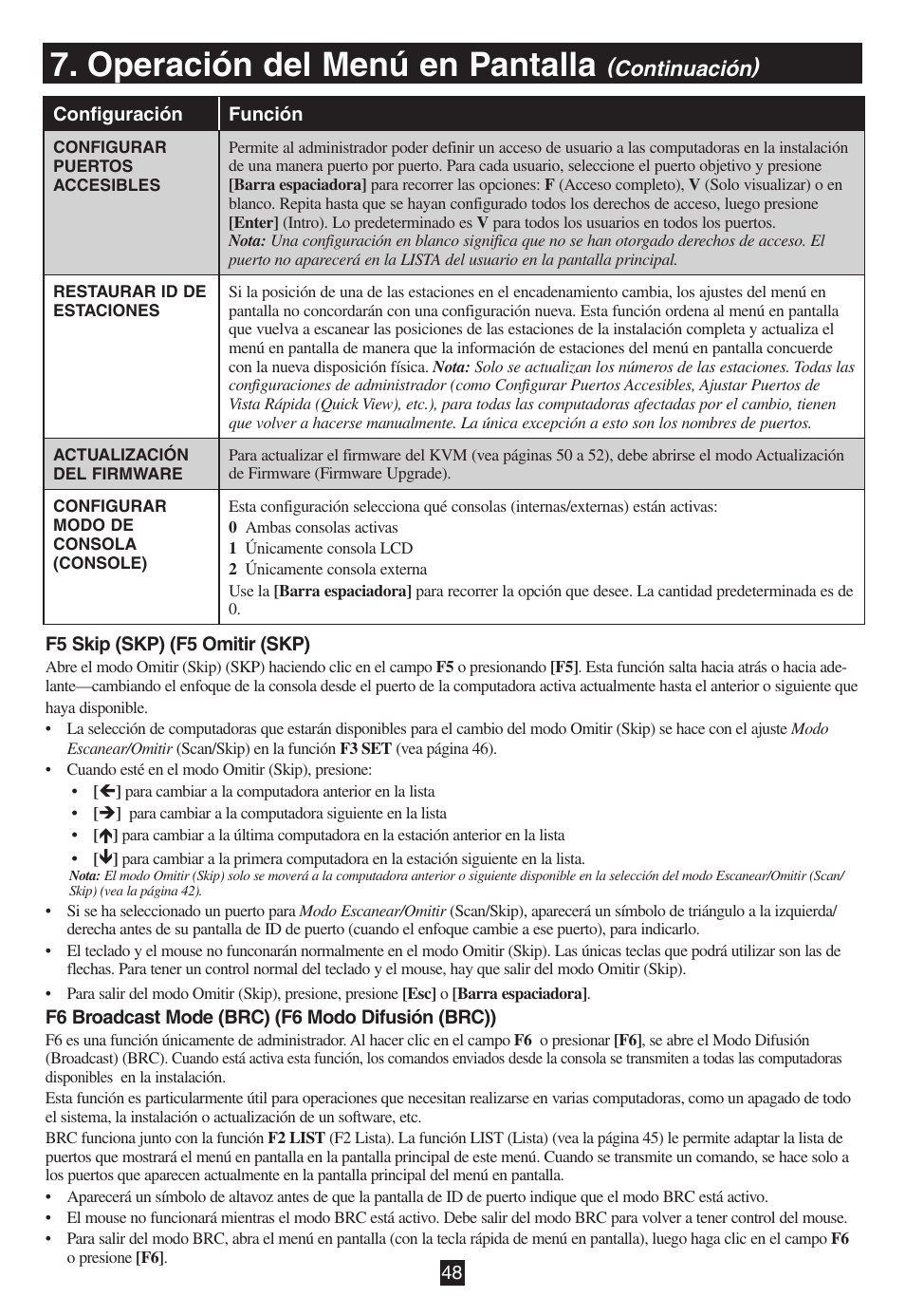 Operación del menú en pantalla, Continuación) | Tripp Lite B020-016-17 User Manual | Page 48 / 112